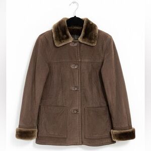 Dennis Basso Brown Faux Fur Lined Leather Jacket Women’s Small